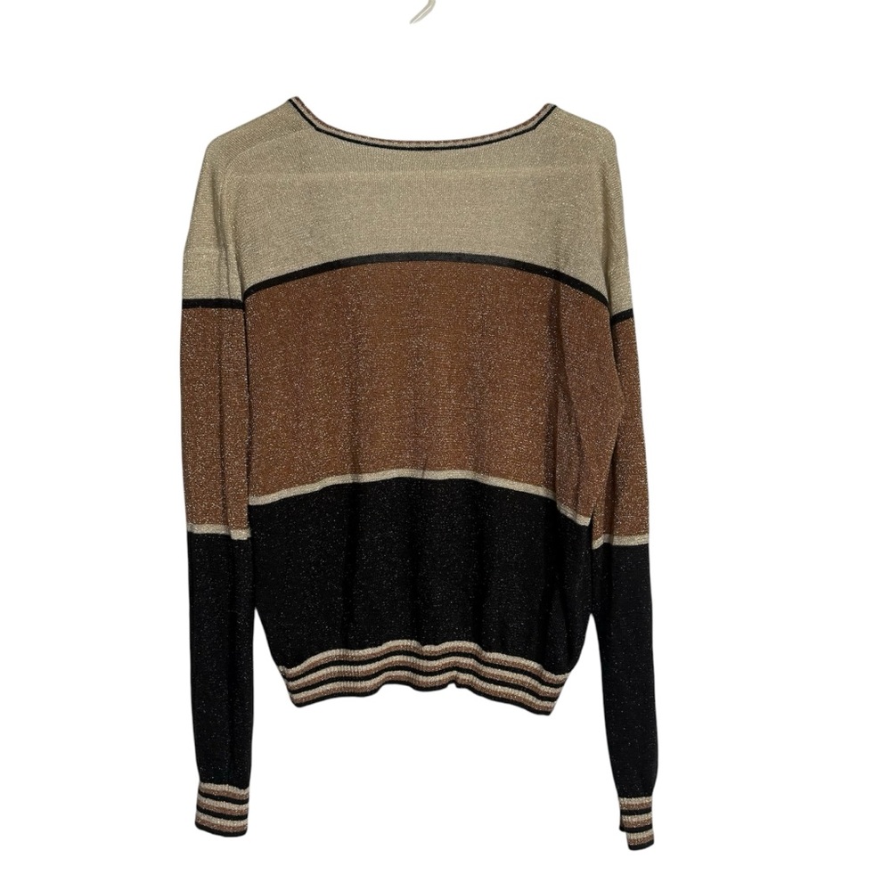 Free People Gold Dust Colorblock Linen Blend Sweater size S - Picture 3 of 9